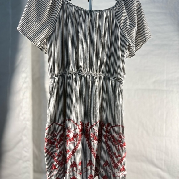 Striped Dress with Red Embroidery - Picture 2 of 3